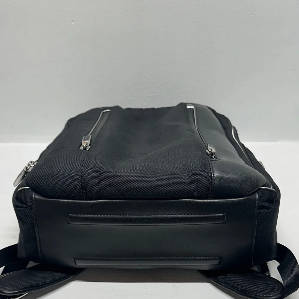 Tumi Arrive Logan Laptop Backpack Zip Rusksack Travel Bag Leather Nylon Black